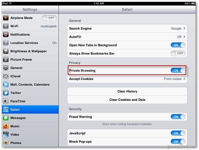 Apple iOS 5: Aktivera Safari privat surfning