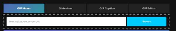 För att skapa en GIF på Giphy, välj GIF Maker eller Bildspel.