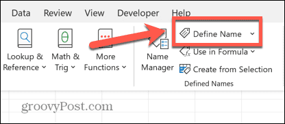 Excel definiera namn-knapp