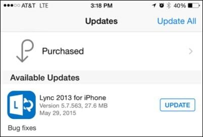 Lync för iPhone-uppdatering