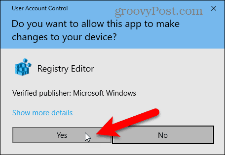 Dialogrutan Kontroll av användarkonto i Windows 10