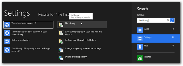 Hur man aktiverar filhistorik för Windows 8