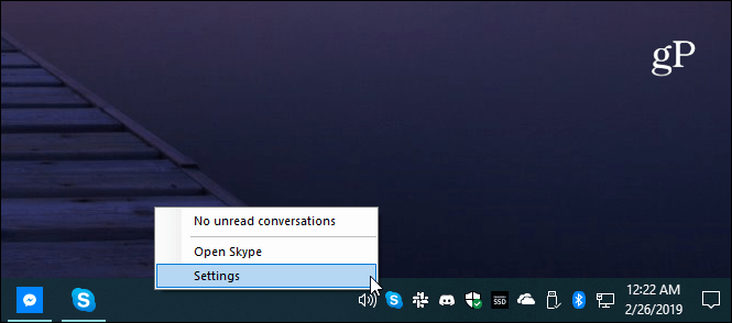 Skype-inställningar Systemfack