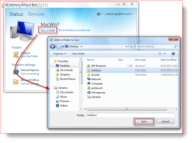 Synkronisera en mapp med Windows Live Sync Beta