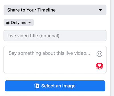 ställa in Facebook Live stream till Only Me sekretessinställning