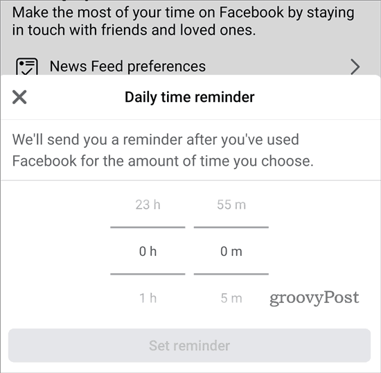 Din tid på Facebook ställd påminnelse
