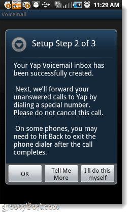 Ställ in Yap Voicemail steg 2