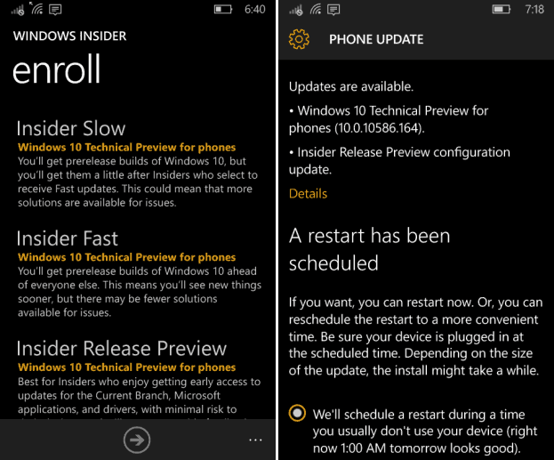 Windows 10 Mobile Build 10586.164 släppt, växla ringar för att få det