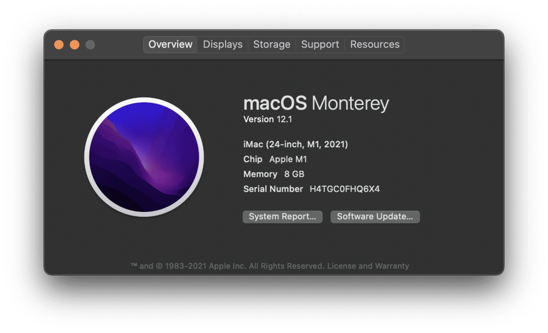 Om den här Mac-sidan på en M1 iMac