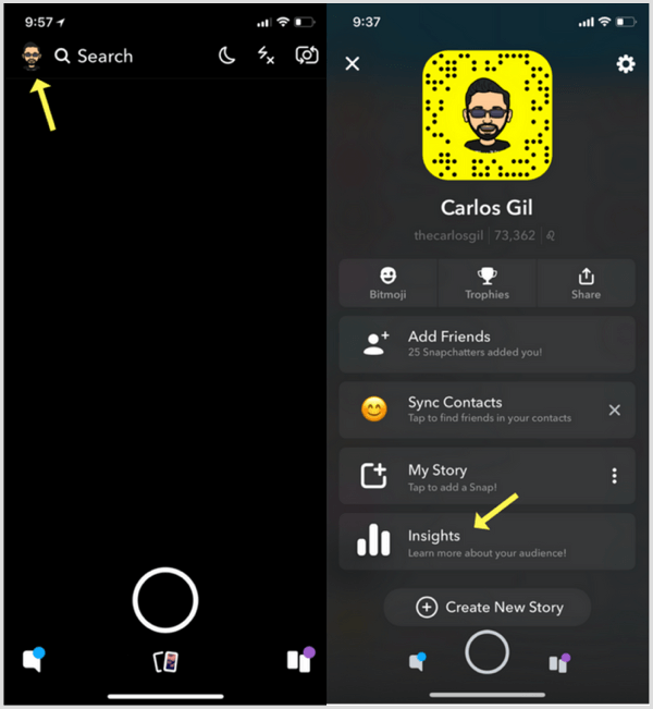 Snapchat Insights hur du får åtkomst