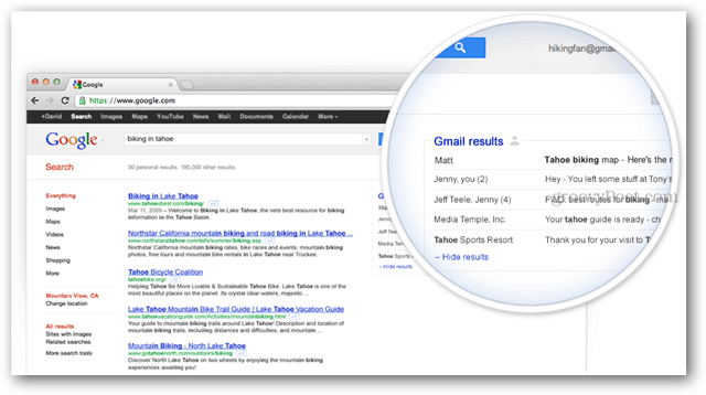 gmail resulterar i googlesökning
