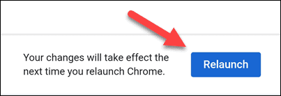Knapp för att starta om Chrome på mobilen