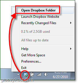 öppna min dropbox-mapp windows 7