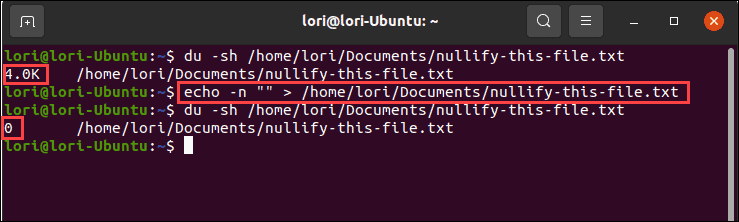 Använder kommandot echo med null-utgång i Linux