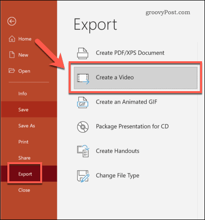 Exportera PowerPoint till video i Windows