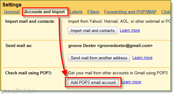 importera extern e-post från tredje part till gmail utan vidarebefordran