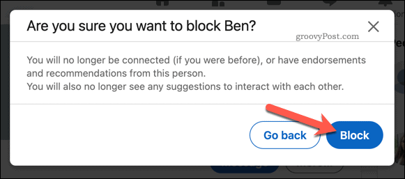 Bekräfta ett block på LinkedIn
