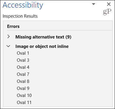 Microsoft Office Accessibility Checker-fel