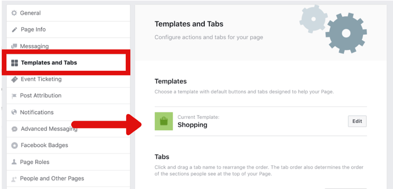hur man ändrar Facebook-sidan till Shopping-mall i Inställningar
