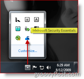 Microsoft Security Essentials Aktivitetsfält Ikon / Start