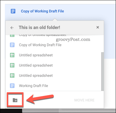 Skapar en ny mapp att flytta filer till i Google Drive