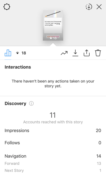 Visa Instagram Stories ROI-data, steg 9.