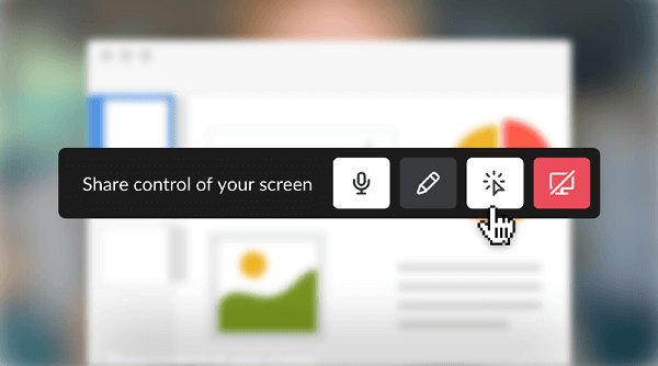 Slack utökade sina skärmdelningsfunktioner till att nu inkludera interaktiv skärmdelning.