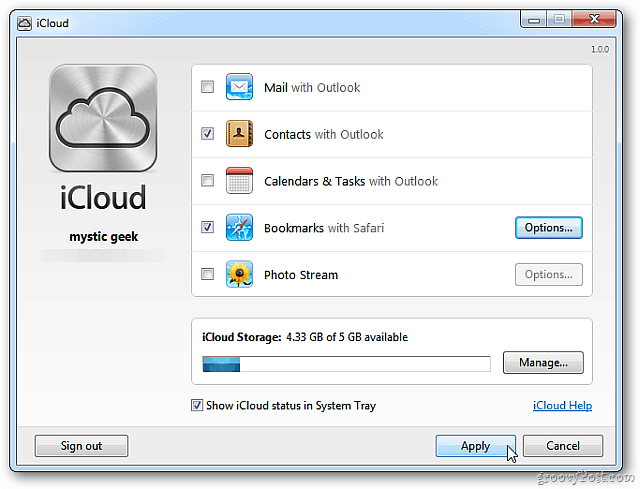 iCloud Kontrollpanel