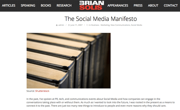 När Brian såg potentialen i sociala medier skrev han The Social Media Manifesto.