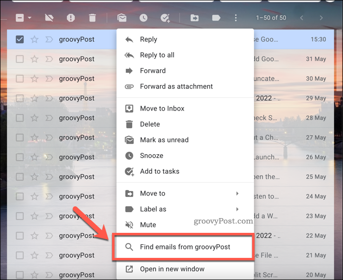Gmail Hitta e-postmeddelanden från alternativ