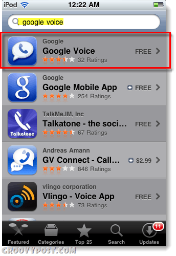 Google Voice i app store för ipod eller ipad
