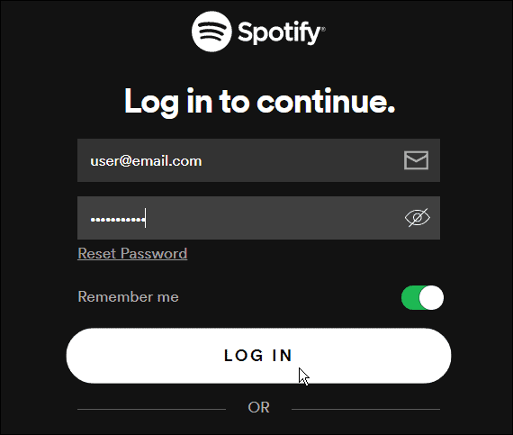 logga in på Spotify