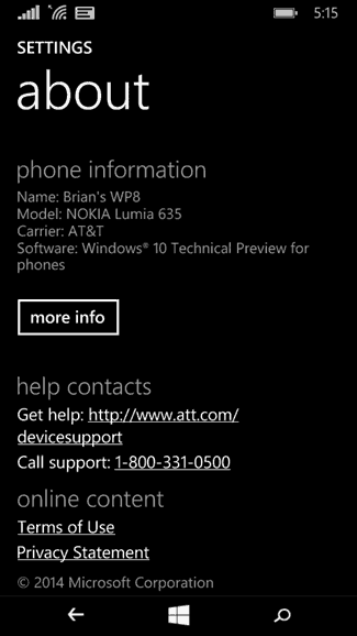 Windows 10 Teknisk förhandsvisning för telefoner