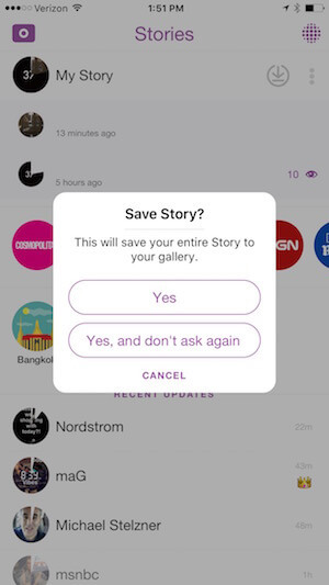 spara din snapchat-berättelse på din telefon