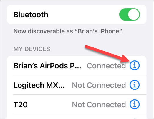 AirPods ansluten Bluetooth