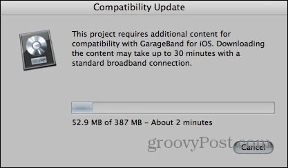 GarageBand-kompatibilitetsuppdatering