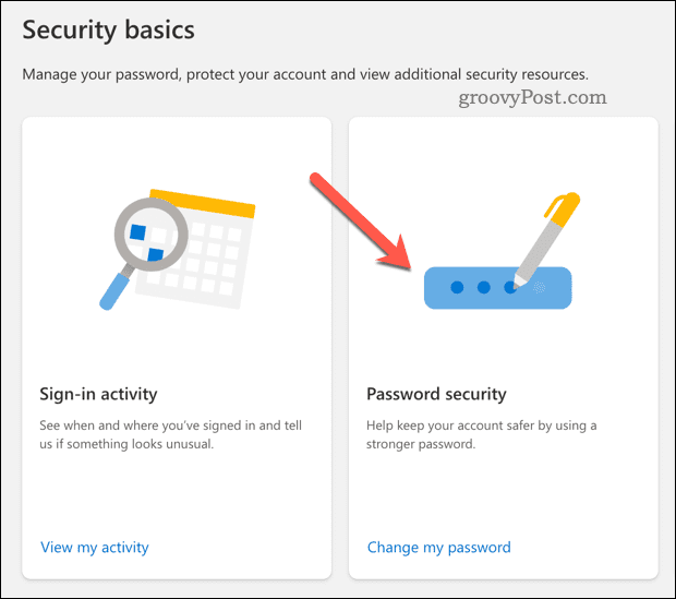 Ändra lösenordssäkerhet i ditt Microsoft-konto