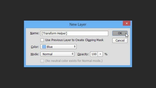 Fuska Photoshop Textlager Transformationer Trick nytt lager i dialogrutan namn färgläge transformera hjälparager skapa fusk