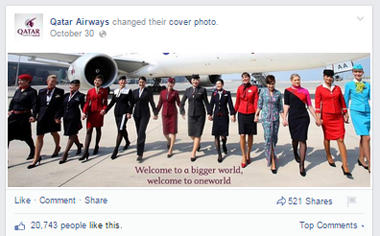 qatar airways facbook omslagsbildpost