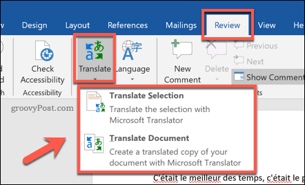 Alternativ för att översätta ett Word-dokument