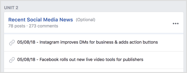 Skapa en Facebook-gruppenhet för nyheter.