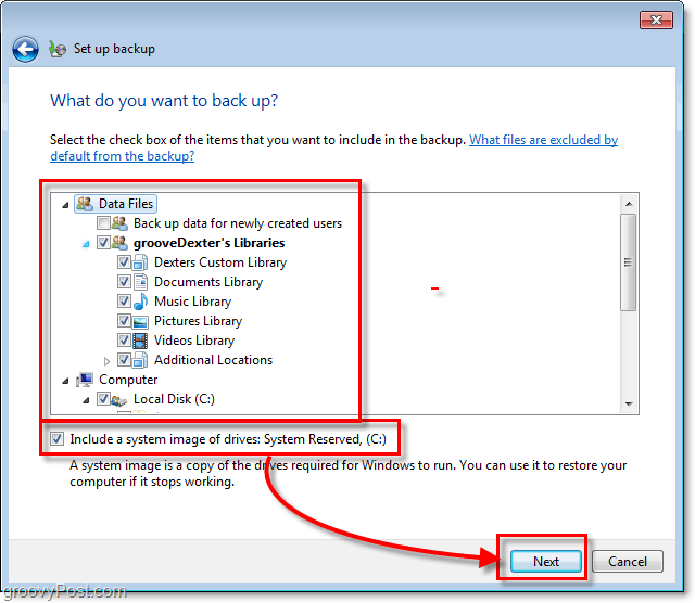 Windows 7-säkerhetskopia - välj i detalj vad du vill säkerhetskopiera