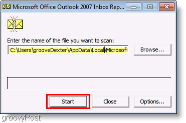 Skärmdump - Outlook 2007 ScanPST Repair File