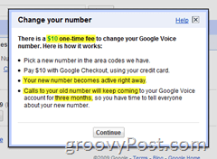 Google Voice Number Change Details