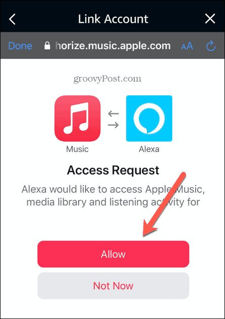 alexa tillåter åtkomst till apple music