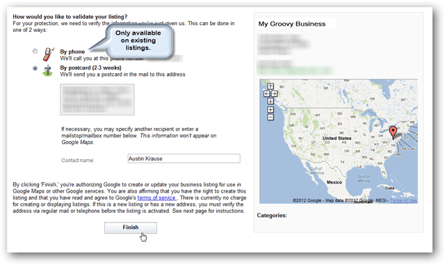 google maps verifiera via telefon eller vykort