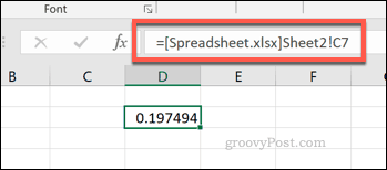Enkelcellsreferens från en extern Excel-kalkylarkfil