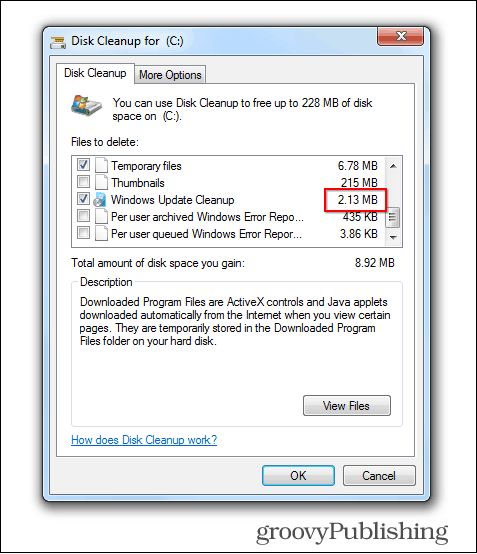 Windows 7-uppdatering raderar gamla filer rengöras