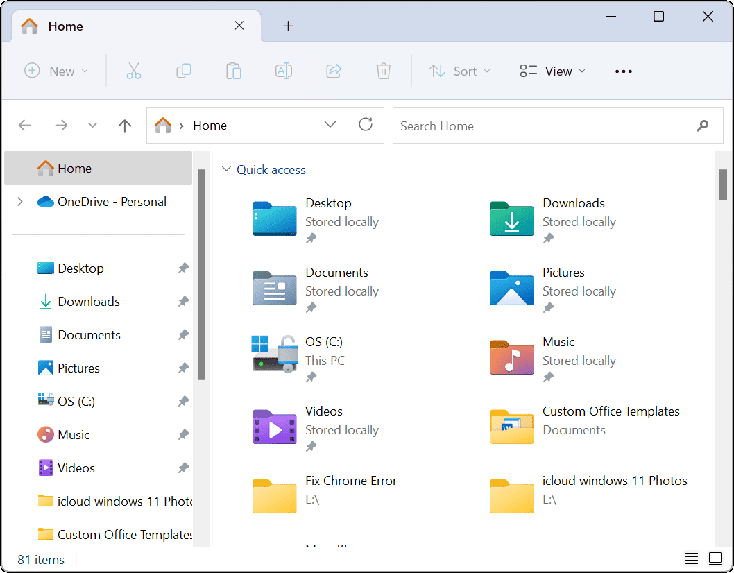 File Explorer Öppna till OneDrive 