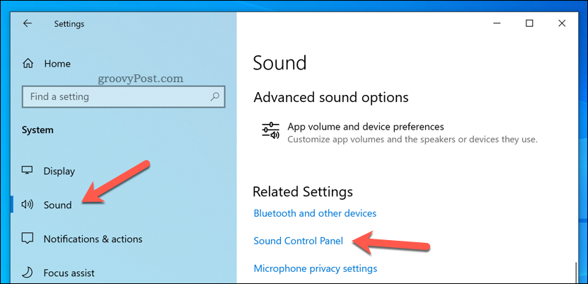 Öppna Ljudkontrollpanelen i Windows 10
